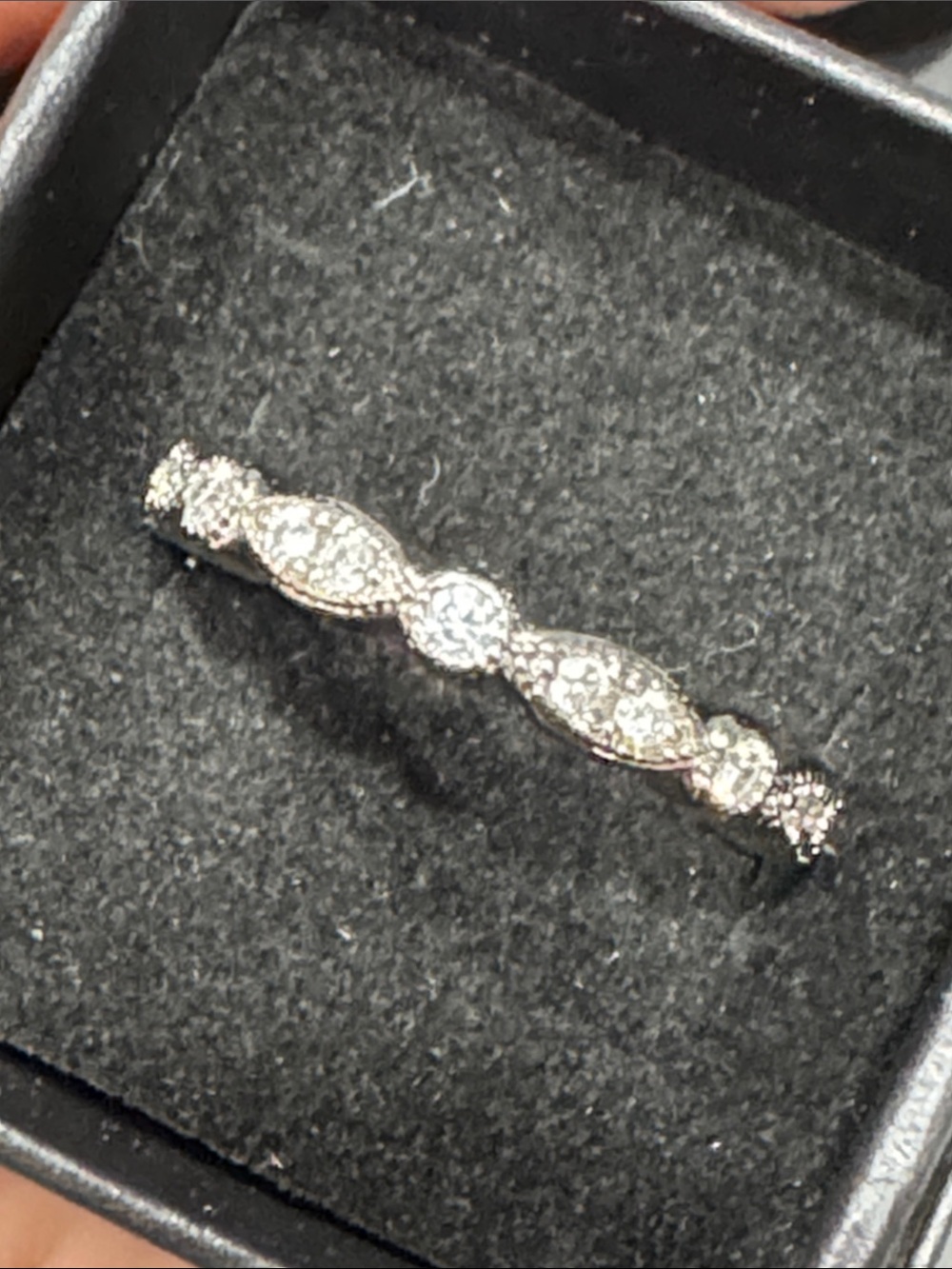 Elegant Silver-Tone Crystal Band Ring - Silver
